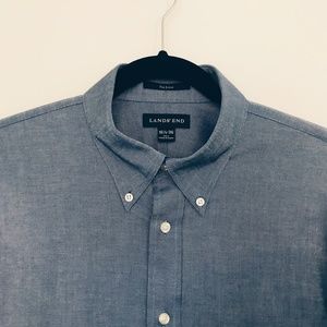 Lands End Men's Blue Dress Shirt